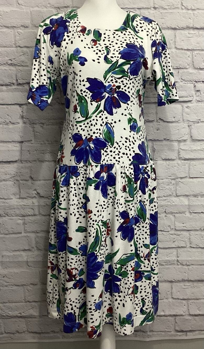 Vintage Women’s Size S Cottagecore Floral Midi Short Sleeve Dress Comfy Retro